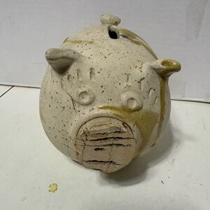 Pottery Speckled Cream Piggy Bank